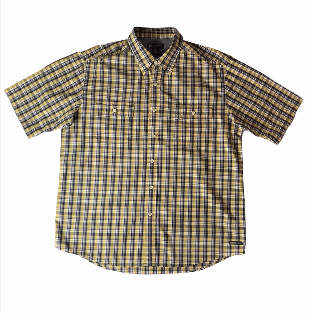 Transnine Yellow Plaid Short Sleeve Casual Shirt L
